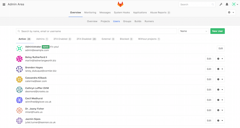 GitLab 用户管理界面