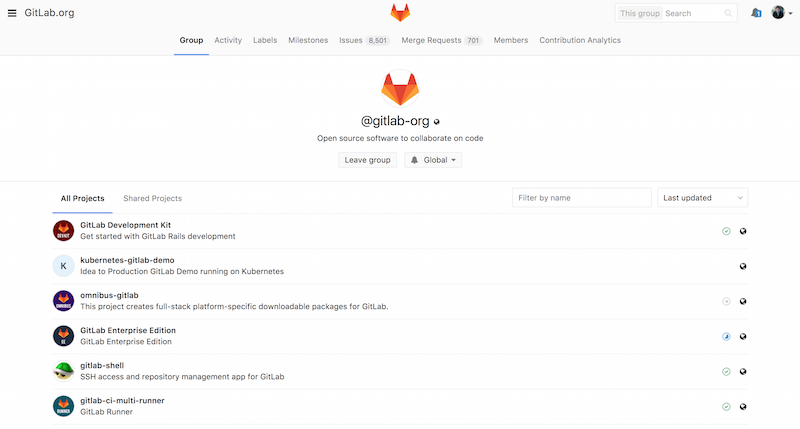 GitLab 组管理界面